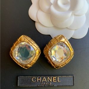 Sold Chanel vintage crystal clip on earrings